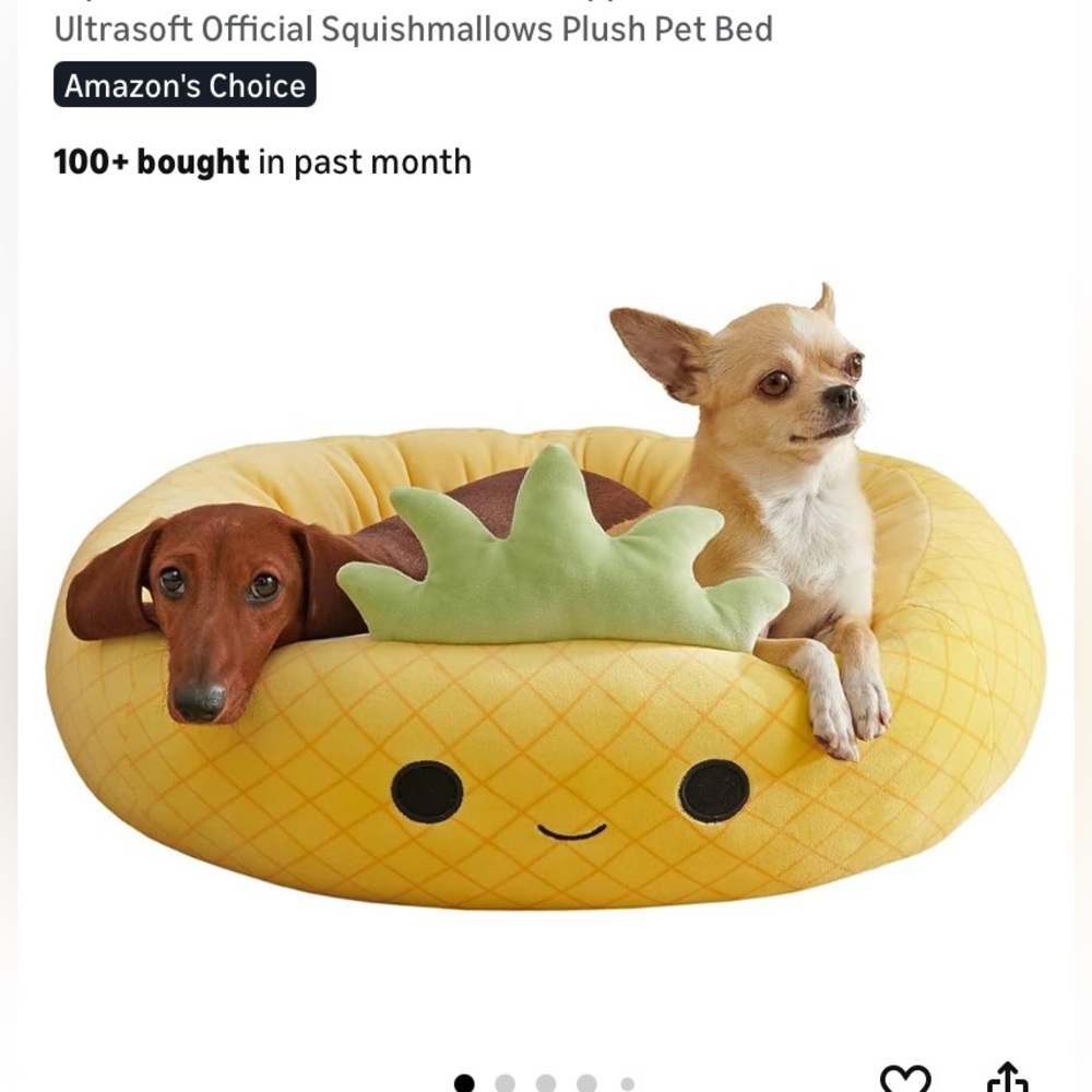 Squishmallows Pineapple Plush Pet Bed - Yellow and Green